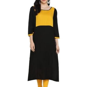 Amazon Brand - Anarva Women's Black Color Kurta with Calf Length (SARA1009KURTIS0001_XXL)