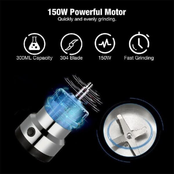 MIVAAX Nima Mini Electric Mixer Grinder - Stainless Steel Masala Spice Machine - Image 4