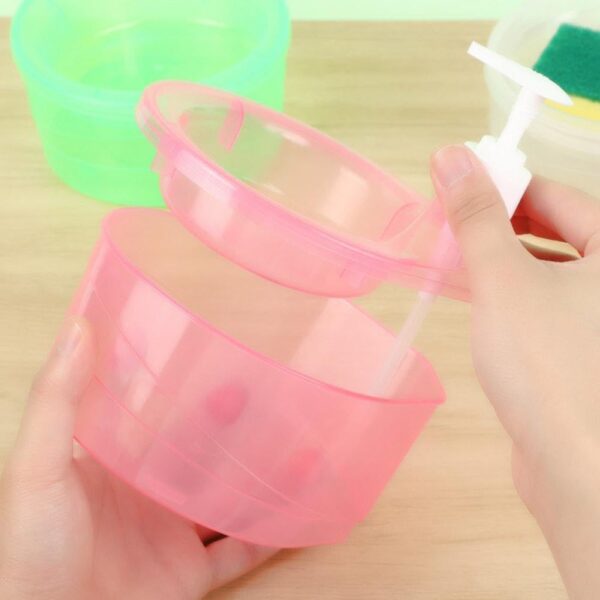 Double Layer Soap Dispenser for Bathroom Accessories Dishwasher Liquid Holder Liquid Dispenser Pump with Sponge Holder Kitchen Sink Accessories Items(Multi Colour) - Image 2