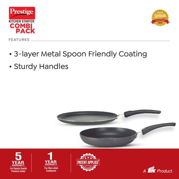 Prestige Kitchen Starter Pack - 5L & 3L Pressure Cooker + Fry Pan + Tawa Set - Image 4