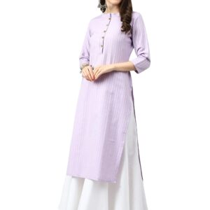 Amazon Brand - Anarva Women's Striped Purple Color Kurta with Calf Length (SNJHR5_HRK0037LVNDR)