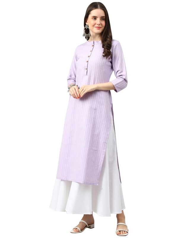 Amazon Brand - Anarva Women's Striped Purple Color Kurta with Calf Length (SNJHR5_HRK0037LVNDR)