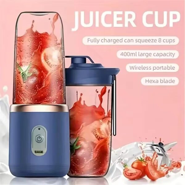Qlect Portable Blender Electric Juicers Fruit Mixers USB Rechargeable Smoothie Mini Personal Juicer 6 Blades 3Gears With 1500 Mah Rechargeable Battery-Smoothie Blender - Image 2