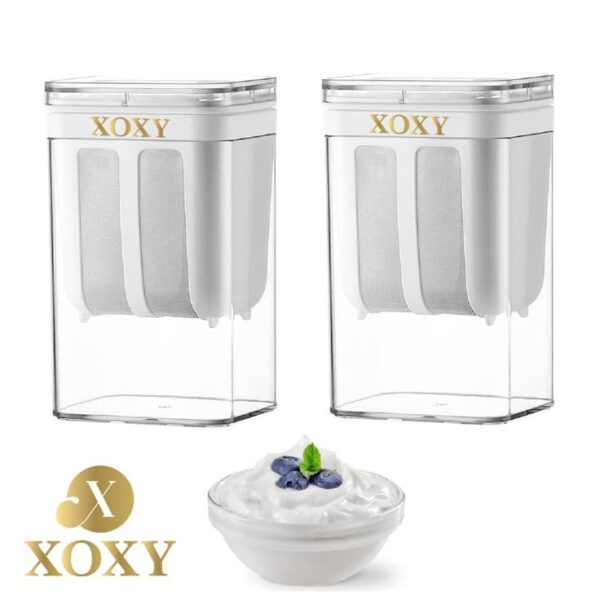 Xoxy Greek Yogurt & Curd Maker - 1100ml Fine Mesh Strainer with Lid | Multifunctional Yoghurt Filter | Whey Separator | Perfect for Homemade Yogurt, Curd, Cheese & More, 17L x 10W x 17H cm, White - Image 8