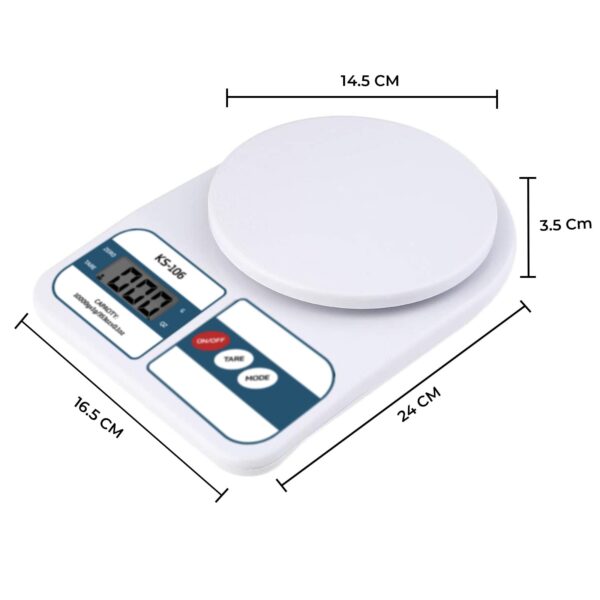beatXP Kitchen Scale Multipurpose Portable Electronic Digital Weighing Scale | Weight Machine With Back Light LCD Display | White | 10 Kg | 2 Year Warranty - Image 7