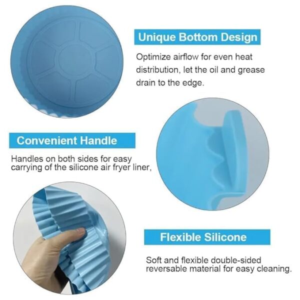 NEKIFACE 6 Pcs Round Reusable Non-Stick air Fryer Accessories Silicone Coating Pot Basket for Microwave Oven oil sprayer bottle and Oil brush And Spatula Set, 200 Millilitre, Multicolor - Image 3