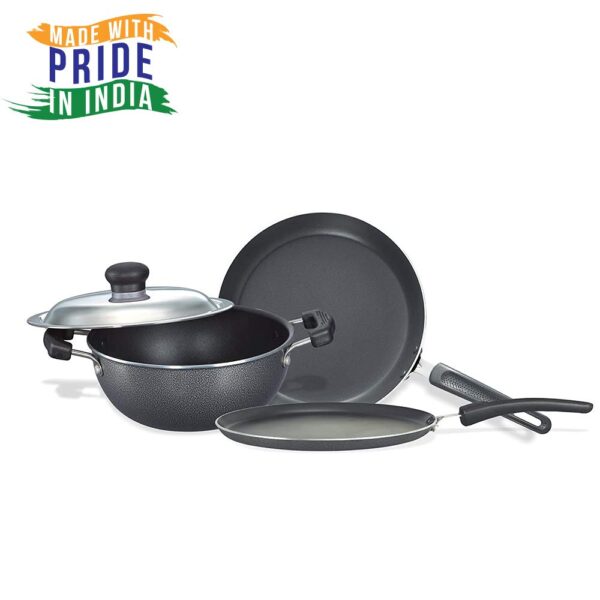 Prestige Aluminium Omega Select Plus Residue Free Non-Stick Kitchen Set, 3-Pieces + Prestige Svachh, 20255, 5 L, Deep Pressure Pan, with Deep Lid for Spillage Control - Image 6