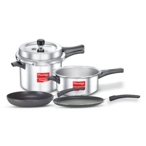 Prestige Kitchen Starter Pack - 5L & 3L Pressure Cooker + Fry Pan + Tawa Set