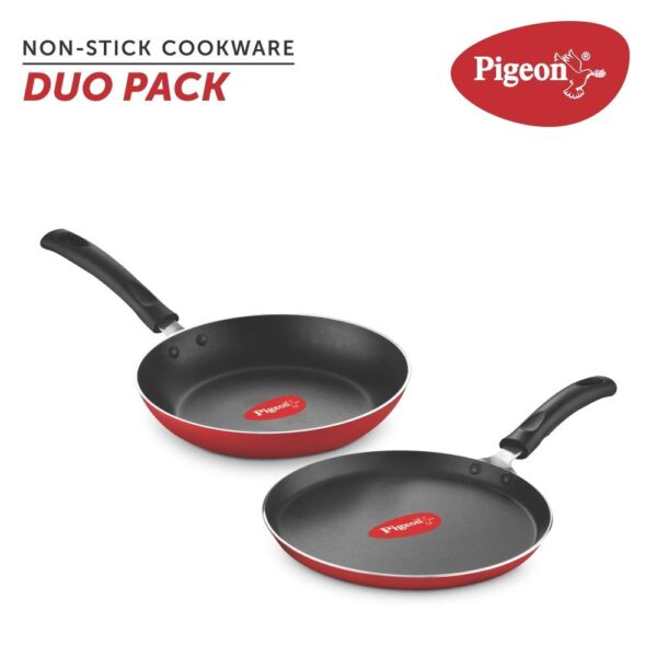 Pigeon Aluminium Nonstick Duo Pack Flat Tawa 250 and Fry Pan 200 Gift Set (Red) by Stovekraft 12091 Favourite Aluminium Induction Base Pressure Cooker with Inner Lid, 3 litres, Silver - Image 6