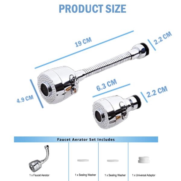 Styxon Sink Faucet Sprayer Attachment 360 Rotatable Kitchen Tap Head Replacement,Anti-Splash Faucet Nozzle Head With Hose And Universal Connector | Silver - 6.5 X 10 X 1 Inch - Image 6