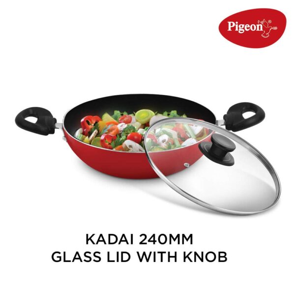 Pigeon 620-H Non-Induction Base Aluminium Pressure Cooker, Tawa, Fry Pan, Kadai with Lid and Kitchen Tool Set - Image 5