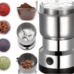 Woleebee Nima Stainless Steel Electric Spice Grinder & Coffee Bean Grinder | Dry Masala Mixer & Chutney Jar (Silver)