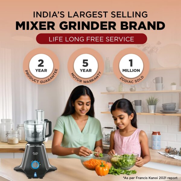 Preethi Zodiac 750W Mixer Grinder - 5 Jars with 3-in-1 Juicer & Food Processor - Image 2