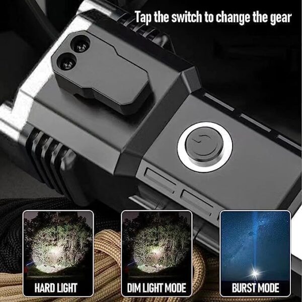 Eagle Enterprise1 pc Torch Light,LED 3W Torch Light Rechargeable Torch Flashlight,Long Distance Beam Range Car Rescue Torch with Hammer Window Glass and Seat Belt Cutter Built Portable Rechargeable - Image 2