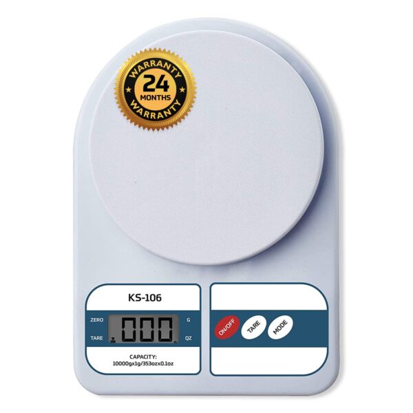 beatXP Kitchen Scale Multipurpose Portable Electronic Digital Weighing Scale | Weight Machine With Back Light LCD Display | White | 10 Kg | 2 Year Warranty - Image 2