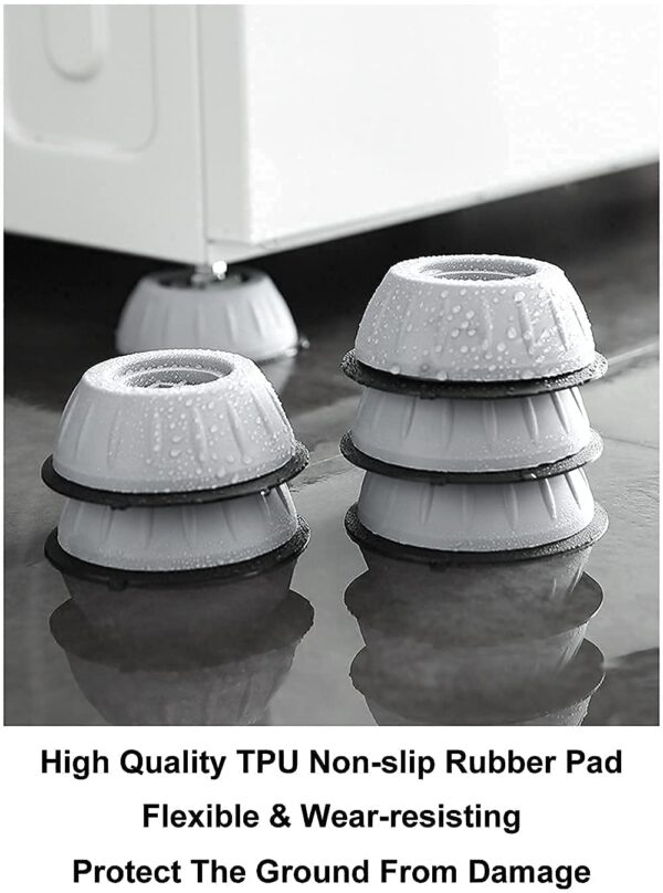 VazzLox Anti Vibration Pads for Washing Machine Washing Machine Feet Pads Shock Absorber Noise Cancelling Washer Support, Washing Machine Anti Vibration Pad Heightening Pads with Suction - Image 4