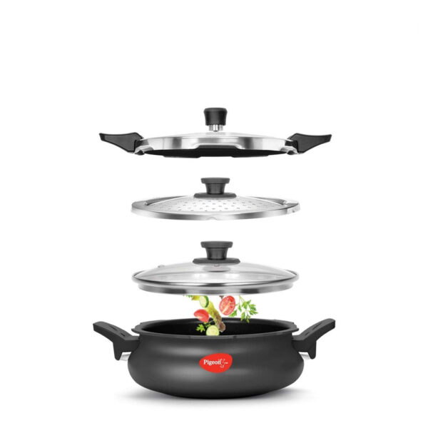 Pigeon 620-H Non-Induction Base Aluminium Pressure Cooker, Tawa, Fry Pan, Kadai with Lid and Kitchen Tool Set - Image 4