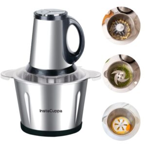 InstaCuppa 300W Electric Chopper - 2L Steel Bowl with 3 Attachments