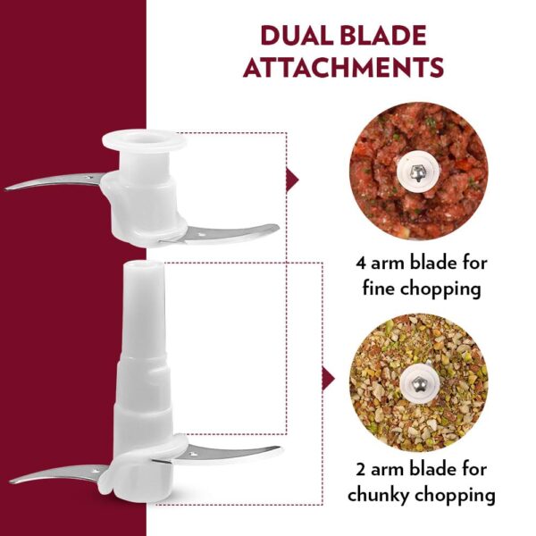 Borosil Chef Delite 300 Watts Electric Chopper for Kitchen, Twin Blade Technology, 600 ml 'chop-n-store' plastic bowl with lid, Vegetable Chopper, Cutter, Chop, Mince, Dice, Whisk, Blend - Image 5
