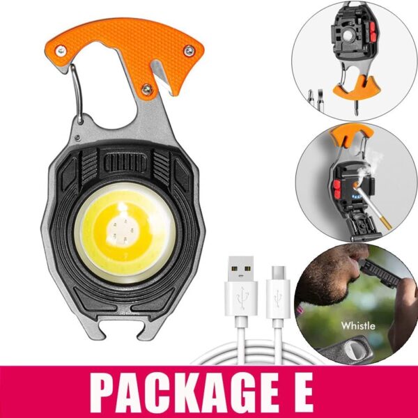 Bennort Keychain LED Flashlight,Rechargeable Flashlights Torch 7 Light Mode with Lighter, Whistle,Screwdriver,Bottle Opener,Magnet Base 800 Lumen Portable Emergency COB Light for Camping,Outoor,Hiking - Image 3