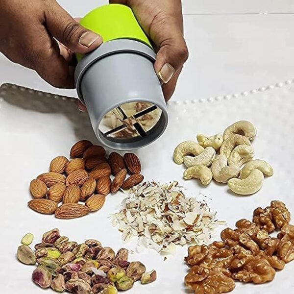 DUKAAN Dry Fruit and Nut Cutter Slicer, fine Cup Slicer Kitchen Gadget for Dry Fruit Chopper, Badam kaaju Walnut Pista Cutter Chopper Machine Hand Nuts Chopper for Kitchen Items for Gift Home Gadgets - Image 3