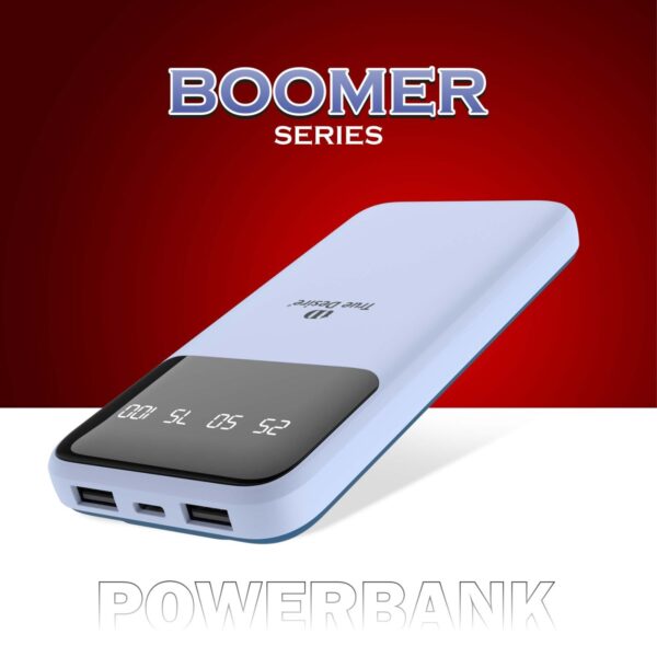 TD True Desire Boomer Series 10000mAh Power Bank - 20W Fast Charging, Dual USB & Type-C Outputs, Inbuilt Lightning & Type-C Cables, LED Indicator- Made in India (Blue) - Image 4