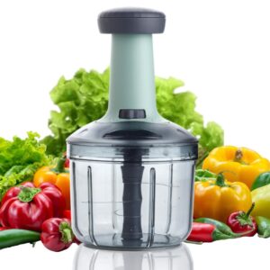 SHAYONAM Chopper for Kitchen Use 1000ml,5 Blade Steel Large Manual Hand-Press Vegetable Chopper Mixer Cutter to Cut Onion, Salad, Tomato, Potato (1000 ML)