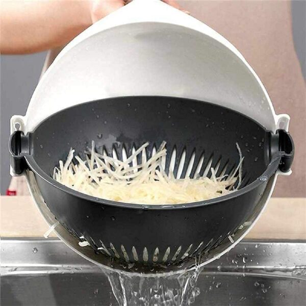 BEE HOME 9 in 1 Magic Multifuctional Rotate Vegetable Cutter Basket,Peeler, Plastic,Combo, Drainer Fruit Cutter with Drain Basket Kitchen Greater Slicer - Image 3
