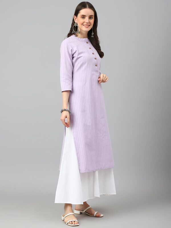 Amazon Brand - Anarva Women's Striped Purple Color Kurta with Calf Length (SNJHR5_HRK0037LVNDR) - Image 5