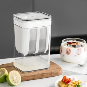 QCen Plastic Greek Yogurt & Hung Curd Maker/Fine Mesh Strainer with Lid/Hung Curd Strainer Box/Home Essentials/Hung Curd/Perfect for Homemade Yogurt/Curd/Cheese & More (1100ml), White