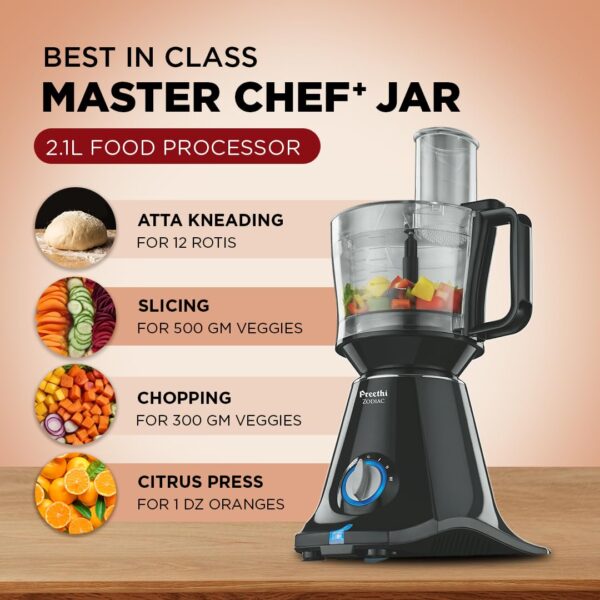 Preethi Zodiac 750W Mixer Grinder - 5 Jars with 3-in-1 Juicer & Food Processor - Image 4