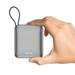 Lifelong Zap 10000mAh Power Bank - Quick Charge 3.0 | 2 Type-C outputs (22.5W) & Inputs (18W), and a Lightning Cable Output (10W) | Portable Wireless Charger for Mobiles, Earbuds, Speakers & Tablets