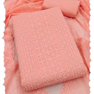 Wacraz Women's Georgette Chikankari Work Salwar Suit Unstitched Dress Material (Orange)