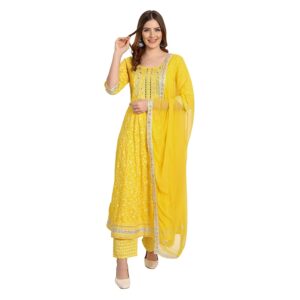 Rangnavi Women Rayon Anarkali Embroidered Printed Anarkali Salwar Kameez Large