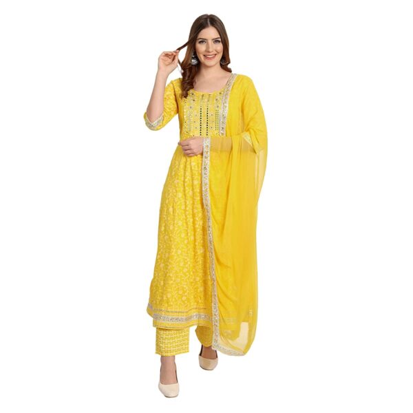 Rangnavi Women Rayon Anarkali Embroidered Printed Anarkali Salwar Kameez Large