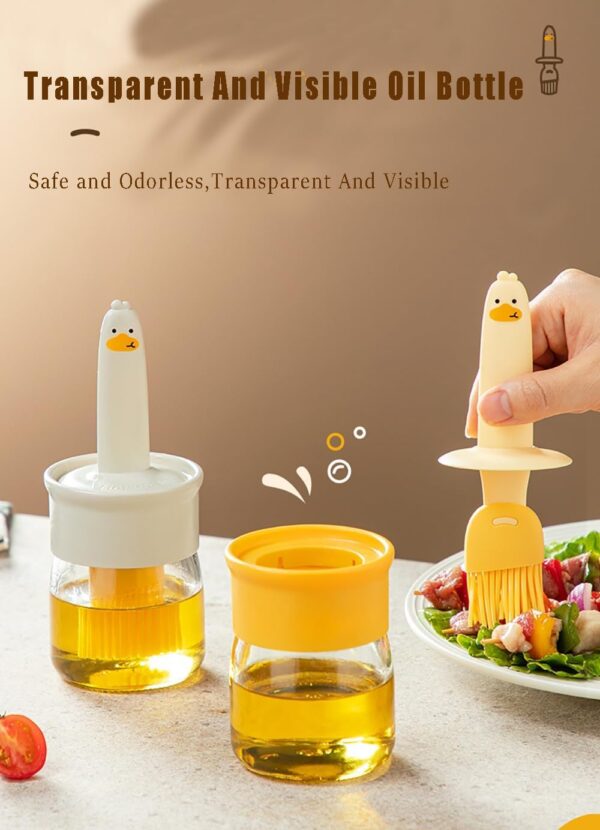 Hedrix Silicone Brush and high Temperature Resistant Oil Bottle Integrated Barbecue Cooking Utensils Home&Kitchen. (Orange) (WHITE) - Image 3