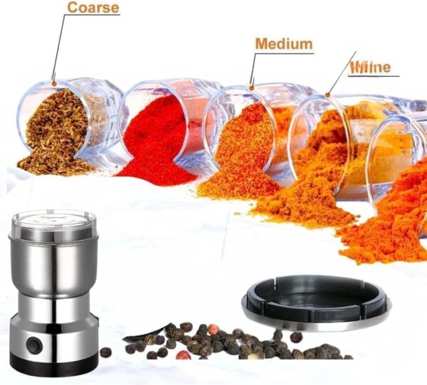 Woleebee Nima Stainless Steel Electric Spice Grinder & Coffee Bean Grinder | Dry Masala Mixer & Chutney Jar (Silver) - Image 4