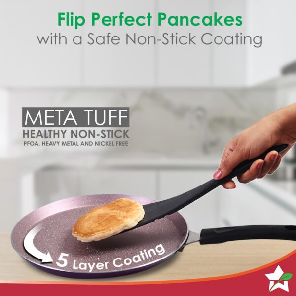 Wonderchef Valencia Non-Stick Cookware 4 Piece Set | Kadhai with Lid 24 cm, Fry Pan 24 cm, Dosa Tawa 28 cm | Pure Grade Aluminium| PFOA Free| 2 Years Warranty | Purple - Image 6