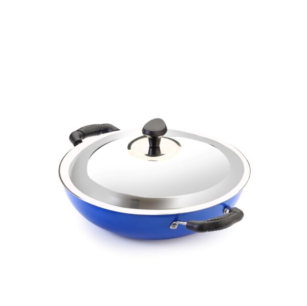 Crystal Nonstick Kitchen cookware Set | Kitchen Combi | Tawa 250 mm | Fry Pan 240 mm | Kdai with Steel Lid 240 mm | Pressure Cooker 3 LTR | PFOA Free | Blue - Image 4