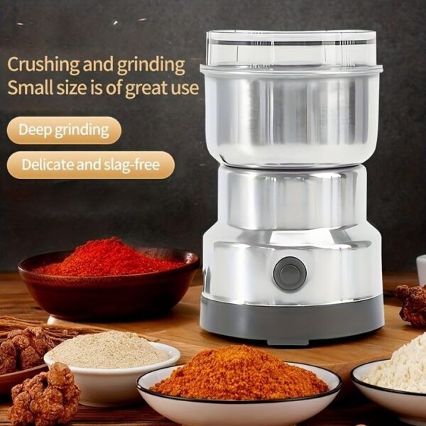 DORLANK-Stainless-Steel-Multifunction-Smash-Machine-Spice-Grinder-Portable-Electric-Grain-Mill-Grinder-Dry-Fruit-Steel-Grain-Spices-Cereals-Seasonings-Coffee-Bean-Grinder-Machine-(Pack of 1) - Image 7