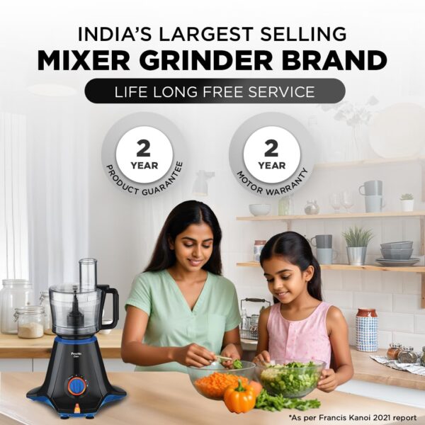 Preethi Zion Mixer Grinder for Kitchen - 4 Jars 750 Watt Mixie (3 Stainless steel Jars+1 Master Chef Plus Food processor Jar), Flexi lids, Vega W5 motor, Black (MG-227) - Image 2