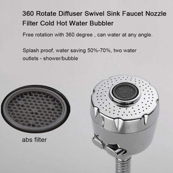 Styxon Sink Faucet Sprayer Attachment 360 Rotatable Kitchen Tap Head Replacement,Anti-Splash Faucet Nozzle Head With Hose And Universal Connector | Silver - 6.5 X 10 X 1 Inch - Image 8