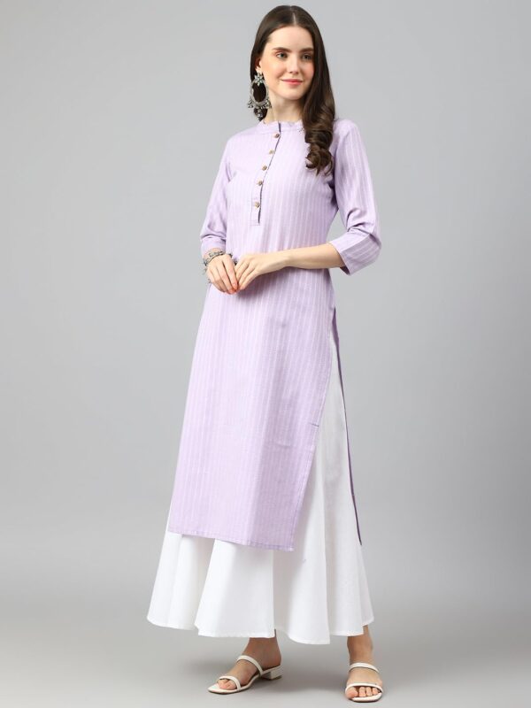 Amazon Brand - Anarva Women's Striped Purple Color Kurta with Calf Length (SNJHR5_HRK0037LVNDR) - Image 6