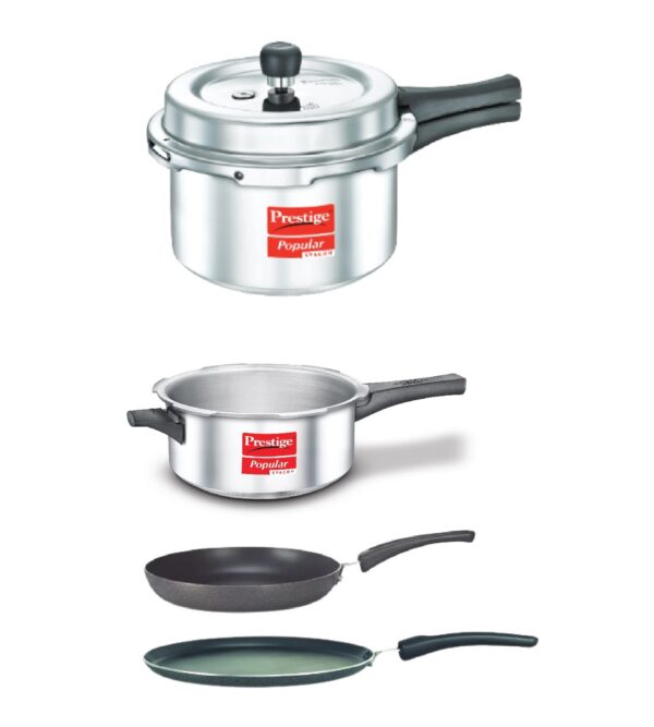 Prestige Kitchen Starter Pack - 5L & 3L Pressure Cooker + Fry Pan + Tawa Set - Image 7