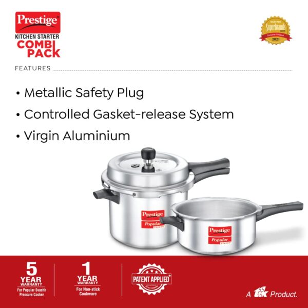 Prestige Kitchen Starter Pack - 5L & 3L Pressure Cooker + Fry Pan + Tawa Set - Image 5