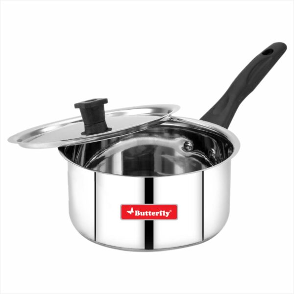 Butterfly Classic Stainless Steel Cookware 5 Pcs Set|Fry Pan 22Cm(1.4L)|Kadai 22Cm(2.2L)|Saucepan 16Cm(1.6L) with Steel Lids|Induction Base,Triply Bottom|Even,Fast Cooking with Less Oil,Silver - Image 2