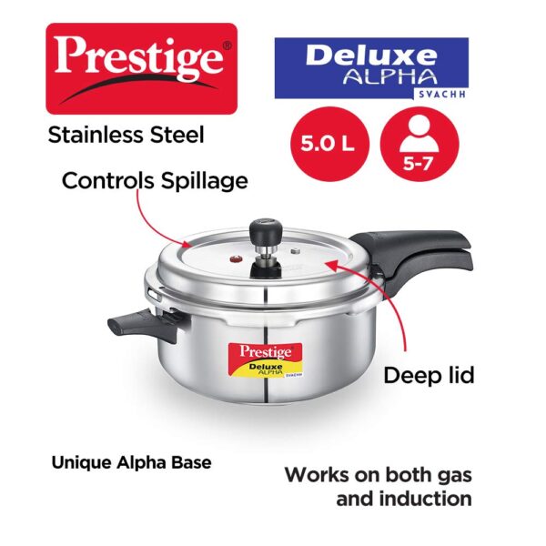 Prestige Aluminium Omega Select Plus Residue Free Non-Stick Kitchen Set, 3-Pieces + Prestige Svachh, 20255, 5 L, Deep Pressure Pan, with Deep Lid for Spillage Control - Image 3