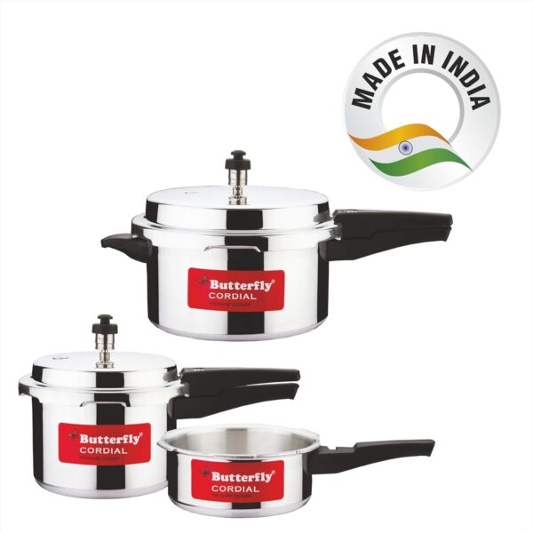 Butterfly Cordial 2, 3 & 5 Litres Pressure Cookers | Outer Lid | Food Grade Virgin Aluminium | Gas Stove Compatible | ISI Certified | 2 Years Manufacturer's Warranty | Silver - Image 3