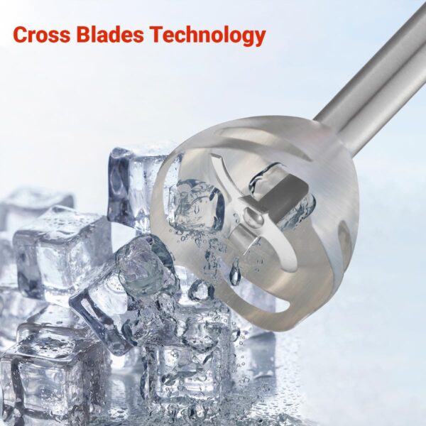 INALSA Hand Blender 1000 Watts with Chopper, Whisker| Variable Speed & Turbo Speed Function|100% Copper Motor|1Liter|Low Noise |Anti-Splash Technology|Home&kitchen|2 Year Warranty (Robot Inox 1000E) - Image 6