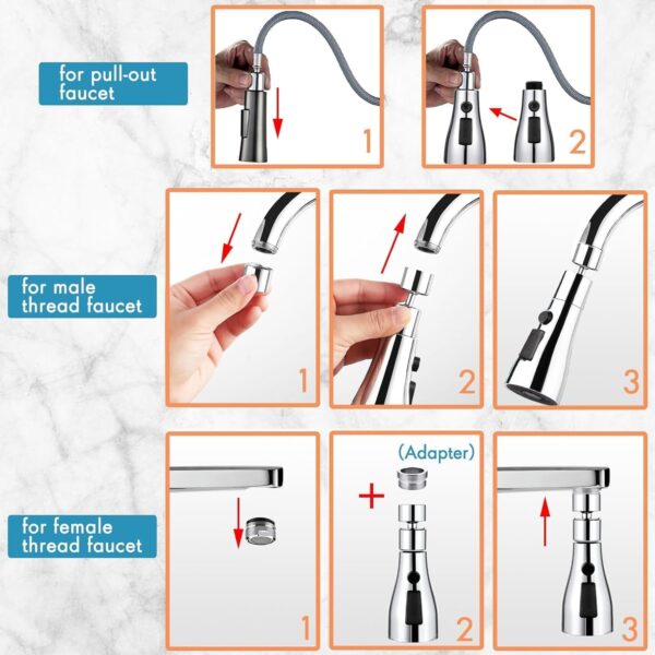 Nubilous Tap Extender for Kitchen Sink, Flexible Faucet with Tap Extension for Convenient Use Upgrade Your Kitchen Sink with Flexible Tap for Easy Access - Image 6